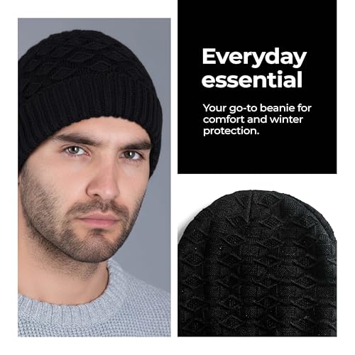 Lifelong Beanie Cap for Men | Woolen Winter Cap for Men & Women | Thermal Wear Beanie | Stylish Soft Winter Cap for Boys & Girls | Warm Woollen Head Cap || Black - Image 4