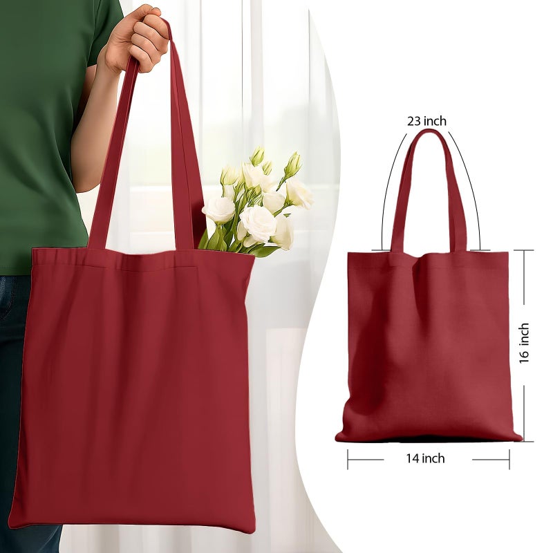 MOLOVA 1 Pack Available Premium Canvas Reusable Tote Gift Bags,Made of Natural Canvas with Handle,Work,DIY,Shopping(Red) - Image 2
