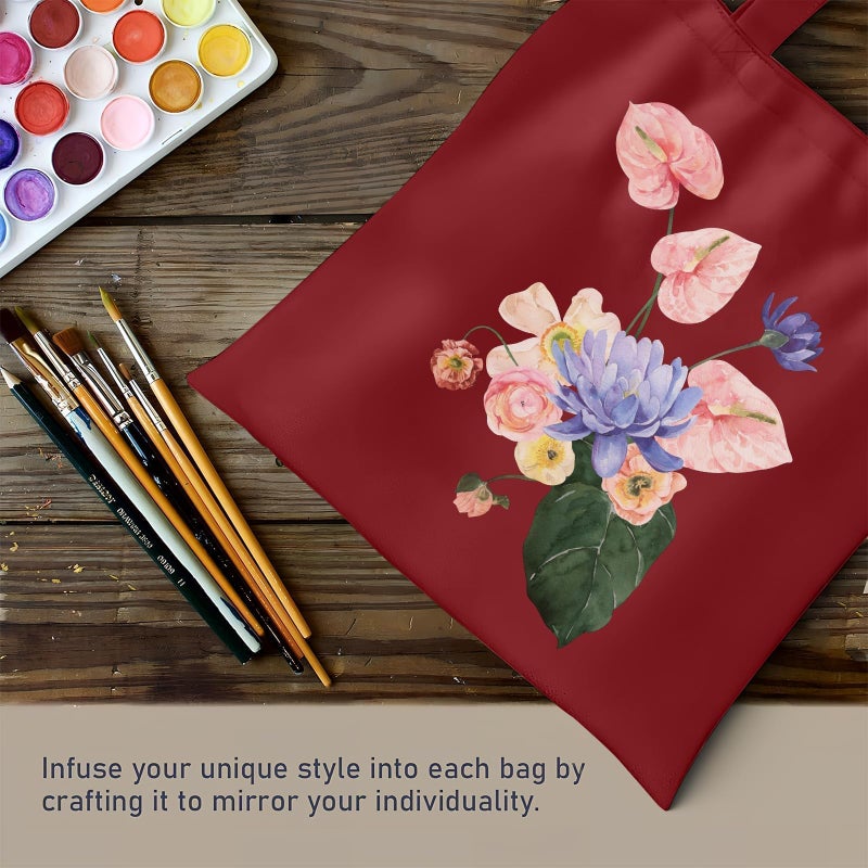 MOLOVA 1 Pack Available Premium Canvas Reusable Tote Gift Bags,Made of Natural Canvas with Handle,Work,DIY,Shopping(Red) - Image 5