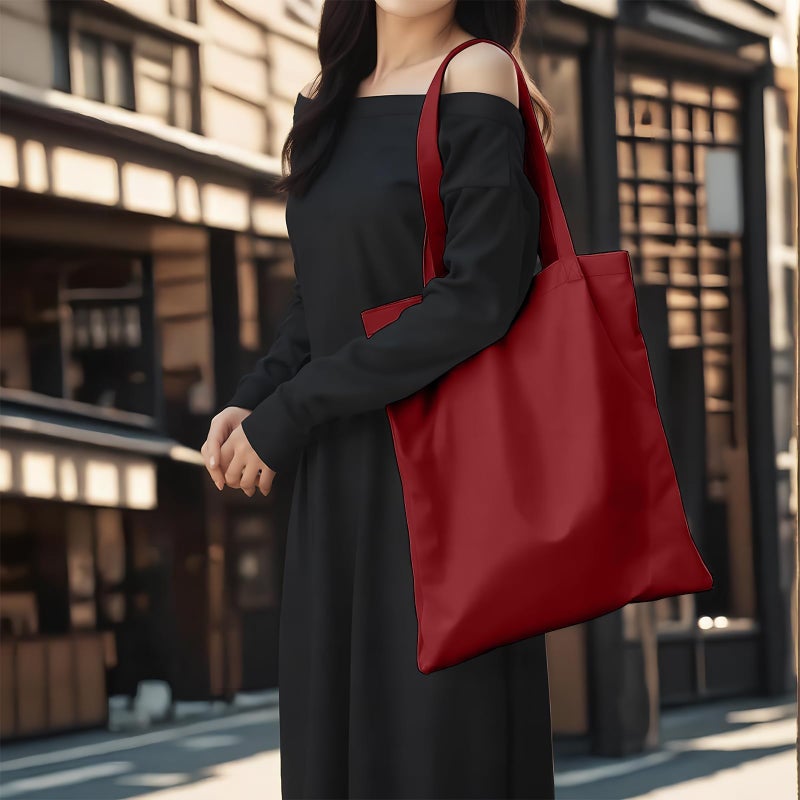 MOLOVA 1 Pack Available Premium Canvas Reusable Tote Gift Bags,Made of Natural Canvas with Handle,Work,DIY,Shopping(Red) - Image 3