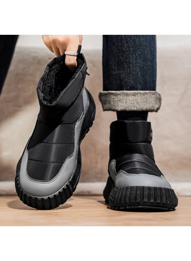 Snow Boots Men's Winter Velvet Warm Northeastern Cotton Shoes Outdoor Waterproof Anti-slip Slip-on Cotton Boots