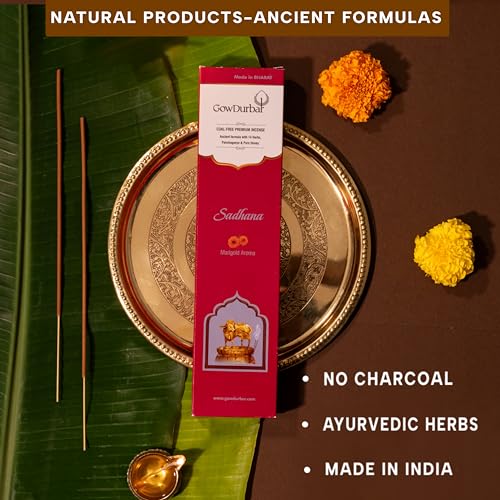 GOW DURBAR GowDurbar Sadhana Marigold Flower Agarbatti 90g (Pack of 2) | Organic Incense Sticks with Panchagavya & Pure Honey | Floral Aroma for Pooja, Yoga & Meditation - Image 2