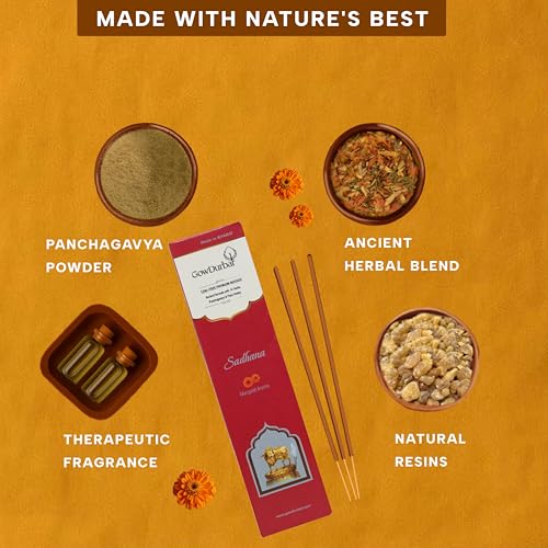 GOW DURBAR GowDurbar Sadhana Marigold Flower Agarbatti 90g (Pack of 2) | Organic Incense Sticks with Panchagavya & Pure Honey | Floral Aroma for Pooja, Yoga & Meditation - Image 4
