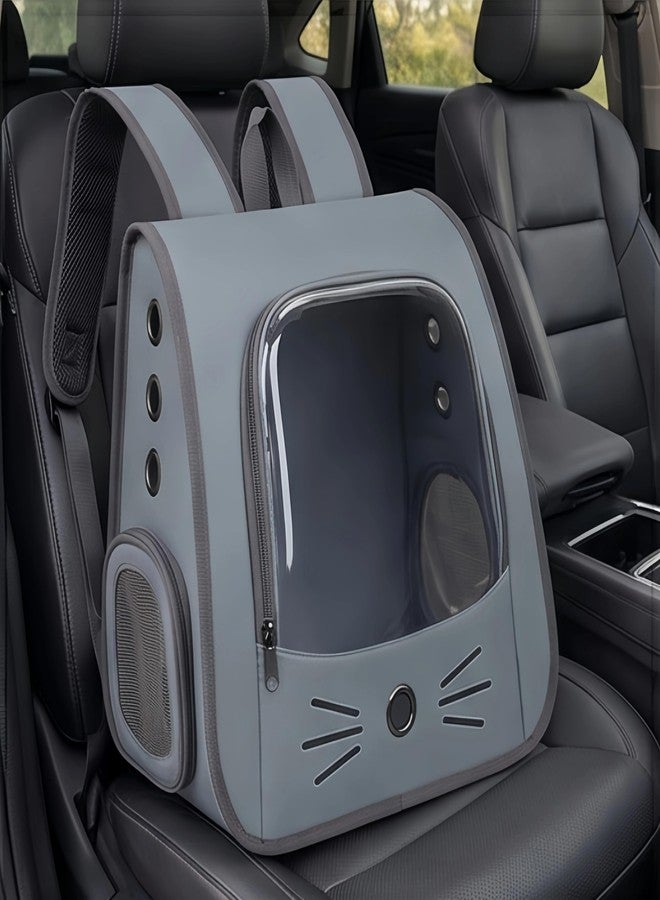 Cat Backpack Carrier with Bubble Window, Large Space Breathable Backpack for Cats and Small Dogs, Ventilated Kitty Backpack Carrier, PU Leather Cat Carrier Backpack for Hiking Outdoor. - Image 4