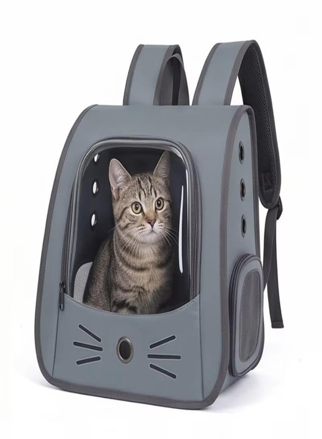 Cat Backpack Carrier with Bubble Window, Large Space Breathable Backpack for Cats and Small Dogs, Ventilated Kitty Backpack Carrier, PU Leather Cat Carrier Backpack for Hiking Outdoor. - Image 1