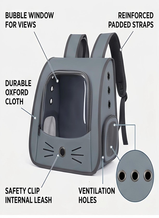 Cat Backpack Carrier with Bubble Window, Large Space Breathable Backpack for Cats and Small Dogs, Ventilated Kitty Backpack Carrier, PU Leather Cat Carrier Backpack for Hiking Outdoor. - Image 5