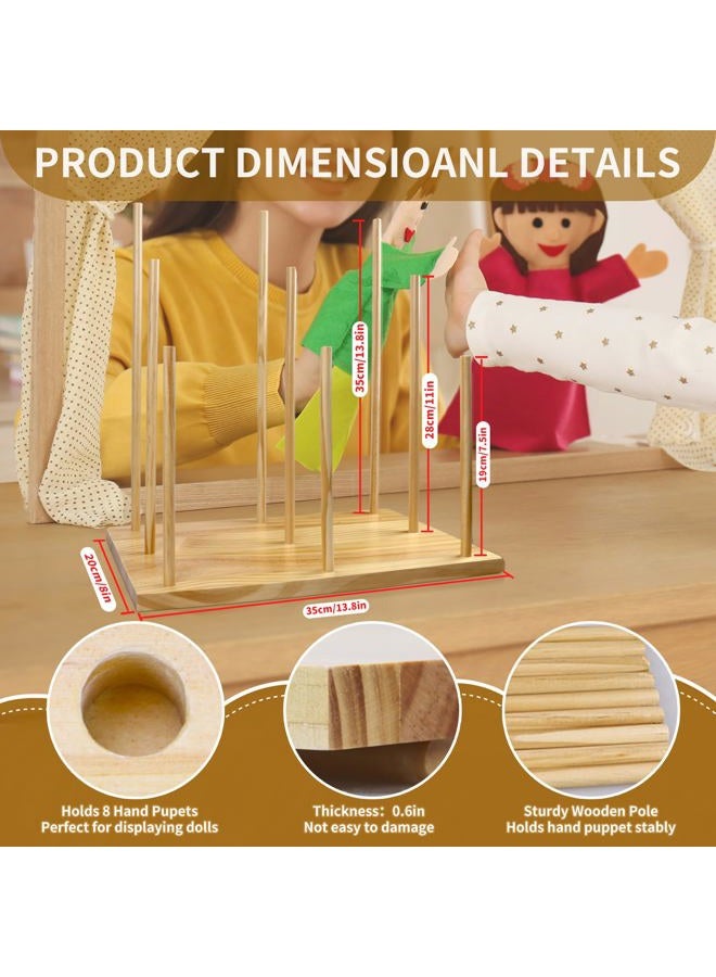 Ouvibor Wooden Puppet Stand, Education Wooden Puppet Tree Store and Display Doll Holder Anti Crush Storage, Holds 9 Hand Puppets - Image 3