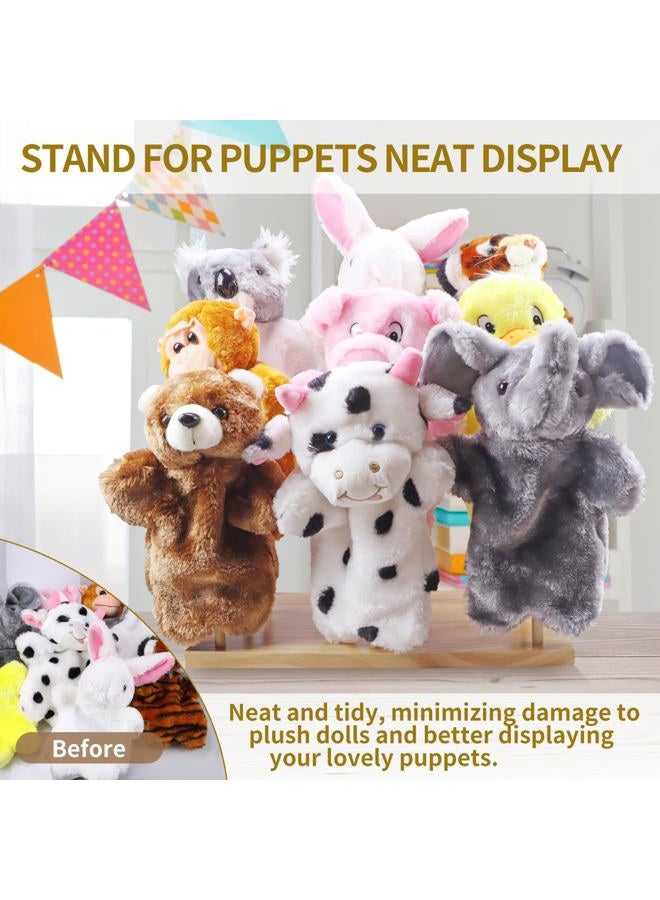 Ouvibor Wooden Puppet Stand, Education Wooden Puppet Tree Store and Display Doll Holder Anti Crush Storage, Holds 9 Hand Puppets - Image 4