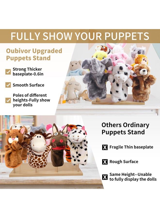 Ouvibor Wooden Puppet Stand, Education Wooden Puppet Tree Store and Display Doll Holder Anti Crush Storage, Holds 9 Hand Puppets - Image 5