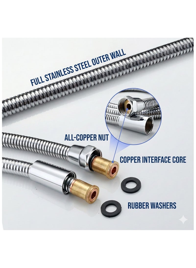 سبولد خرطوم دش طويل جدًا بطول مترين، خرطوم دش من الفولاذ المقاوم للصدأ، خرطوم للبيديه، مقاوم للالتواء بزاوية 360 درجة، مقاوم لأوراق الشجر - Image 3