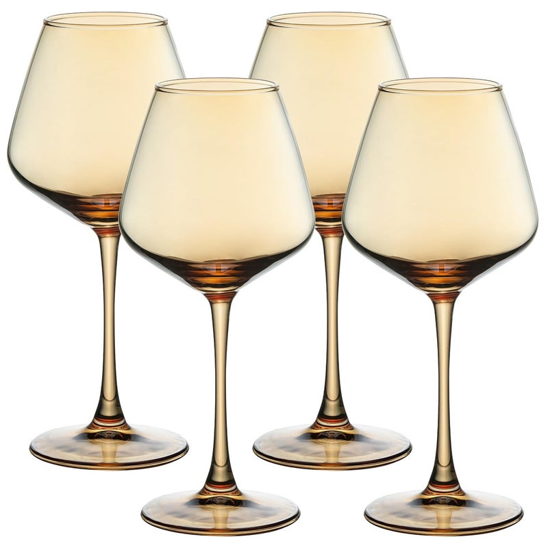 PTSTING Amber Wine Glasses Set of 4 155oz Burgundy Glasses for Red Wine Tasting Wedding Gift Anniversary Christmas Birthday Large