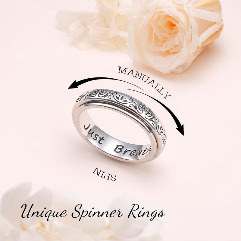Ladytree Anxiety Relieve Spinner Rings Sterling Silver Worry Stress Relieving Boredom ADHD Autism Ring for Women Men - Image 4