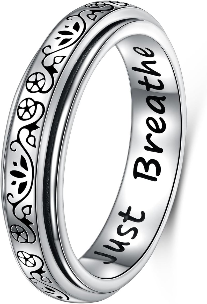 Ladytree Anxiety Relieve Spinner Rings Sterling Silver Worry Stress Relieving Boredom ADHD Autism Ring for Women Men - Image 1