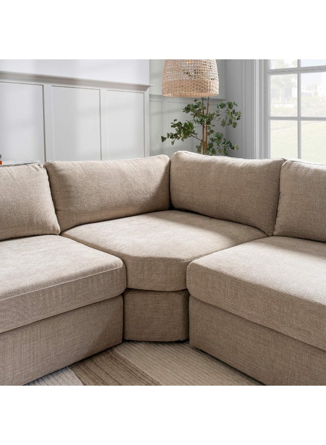 Pan Home Reem Corner Modular Sofa Wedge- Beige - Image 4