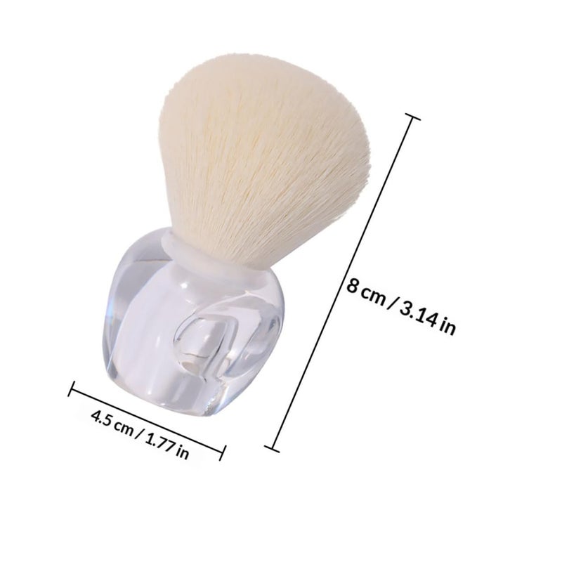 White Faux Wool Fluffy Blush Brush For Blending And Loose Powder Application - Image 3