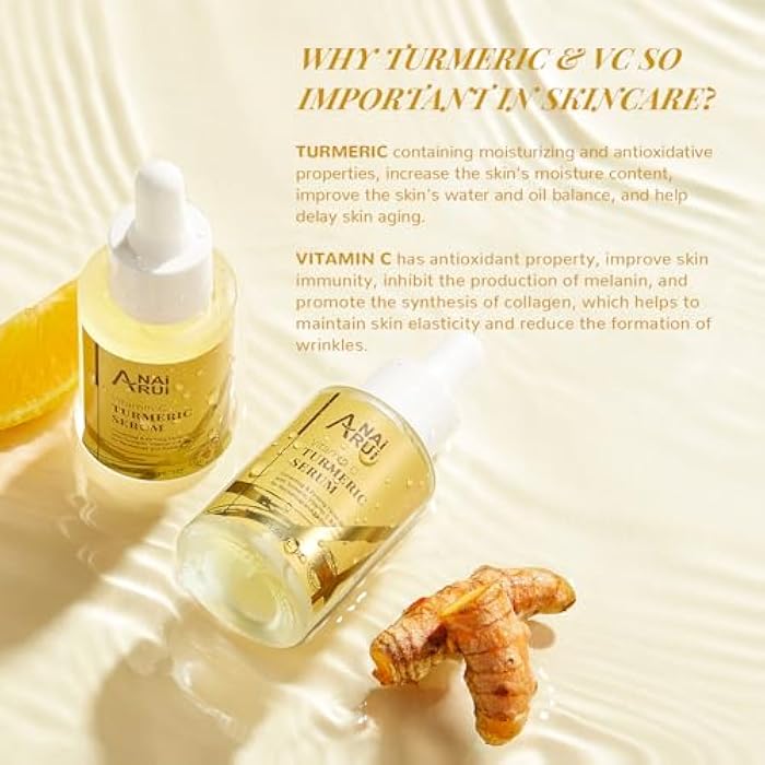 ANAI RUI Turmeric Vitamin C Face Serum, Glowing Turmeric Facial Serum, Anti-Aging Facial Serum for Wrinkles, Evening Tone, Moisturizing - 1.05 FL.OZ - Image 5
