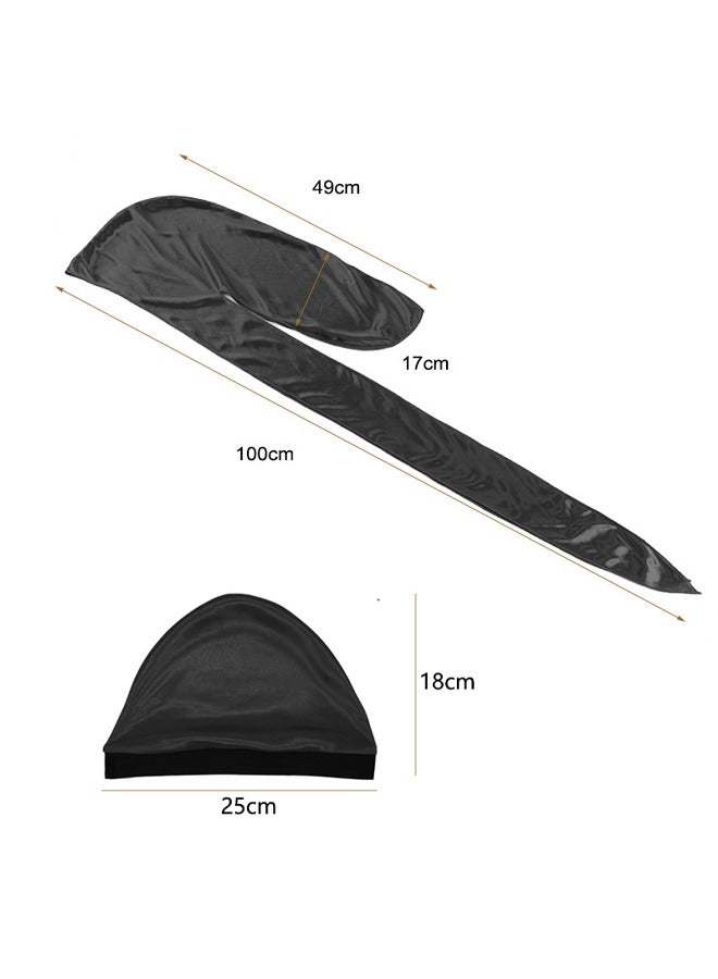 GUSGU 4Pcs Silky Durags Set with 1 Wave Cap, Silk Durag for Men Women, Durags Pack with Long Tail and Wide Straps for 360 Waves - Image 5