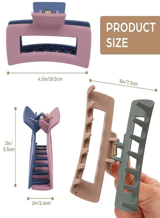 Truvic Hair Claw Clips for Women, Big Claw Clips, Large Square Hair Clips, 2-Colored Non-slip Rectangle Claw Hair Clips, Matte Hair Claws Banana Clips for Thick Hair (Pack of 8) - Image 4