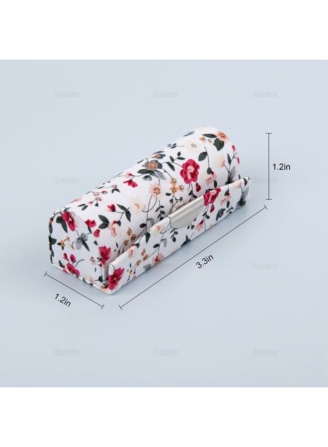 AUEAR , 4 Pack Floral Lipstick Case with Mirror for Purse Travel Holder (Small Flower Pattern)  - Image 2