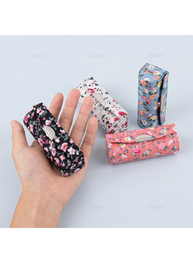 AUEAR , 4 Pack Floral Lipstick Case with Mirror for Purse Travel Holder (Small Flower Pattern)  - Image 4