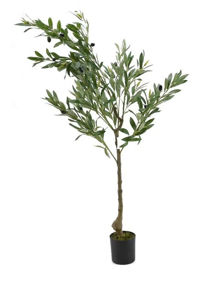 Rock Pow Artificial Olive Tree in Potted Green/Black 120cm  - Image 1