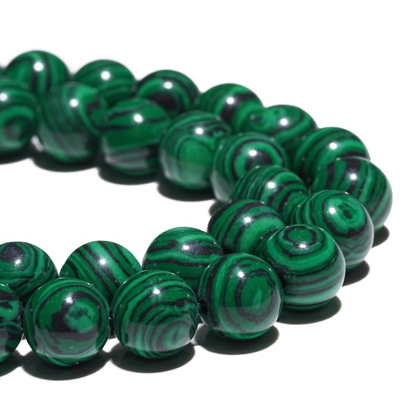 GRTBIZI 6mm Natural Green Malachite Gemstone Beads Polished Round Smooth Stone Beads for Bracelets Jewelry Making 15inch Loose Beads - Image 3