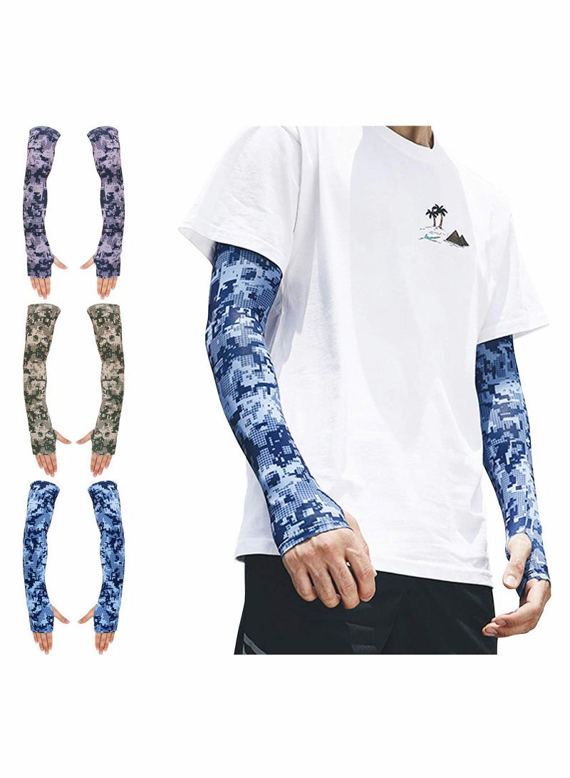 SYOSI UV Protection Cooling Arm Sleeves for Men Women, UPF 50 Compression Long Arm Cover for Cycling, Running, Football, Driving, Fishing, Golf, Hiking (3 Pairs) - Image 1