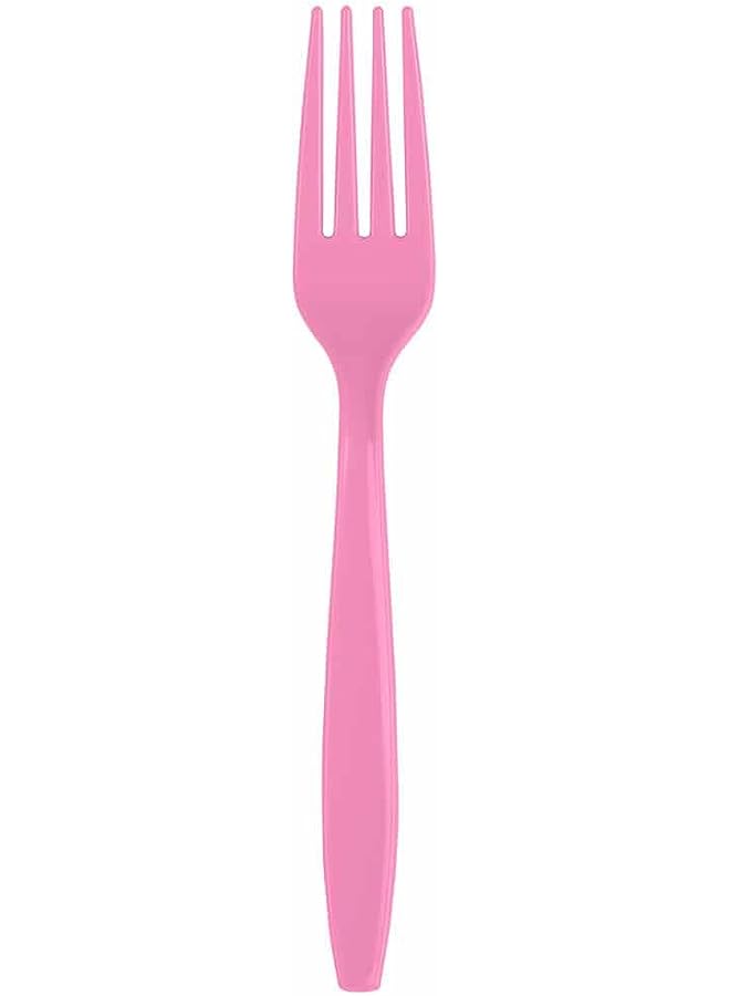 Raxoom 8 pcs Pink Plastic Disposable Forks, Solid, Durable and Heavy Duty Plastic Forks, Perfect Utensils for Parties, Weddings and other Formal Events - Image 1