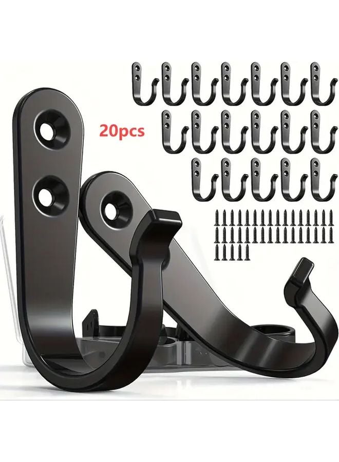 20 Pcs Black Heavy Duty Metal Wall Hook Industrial Pipe Style Hanger - Image 1