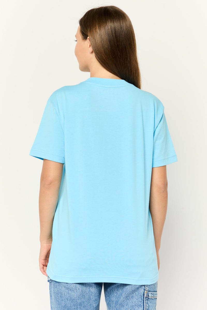 ESPRIT Women Crew Neck Short Sleeves Graphic Print T-Shirt, Light Blue - Image 4