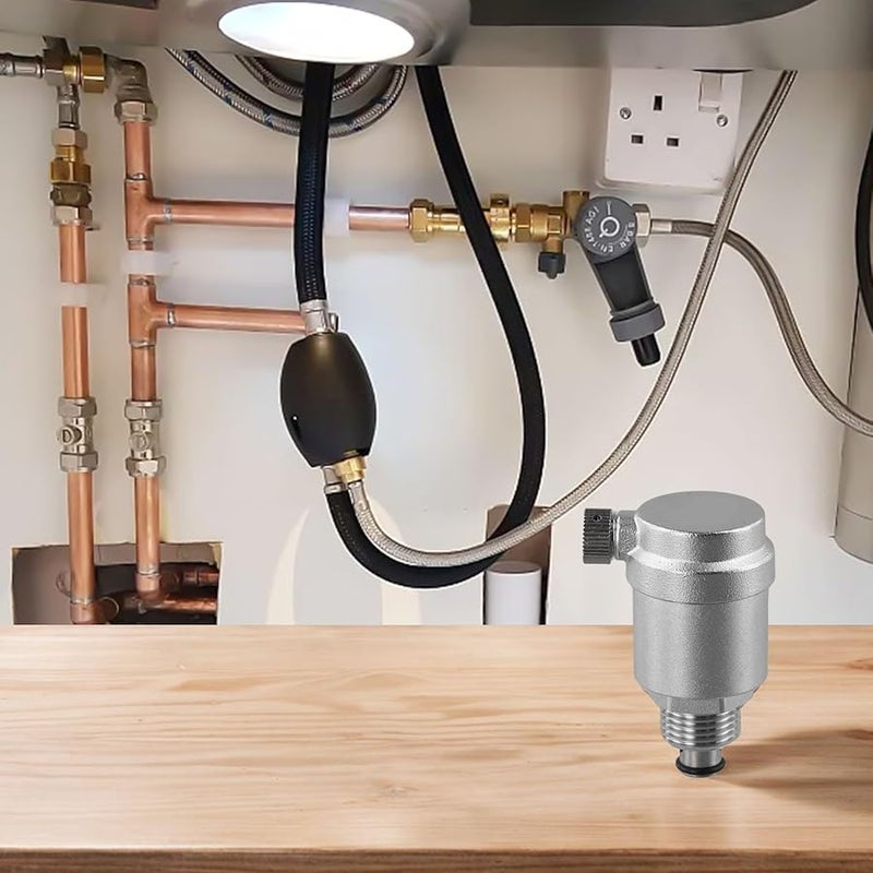 صمام العادم الأوتوماتيكي من الفولاذ المقاوم للصدأ مقاس 15 مللي متر مع وصلة خيطية لأنظمة السباكة وسخانات المياه الشمسية - Image 5