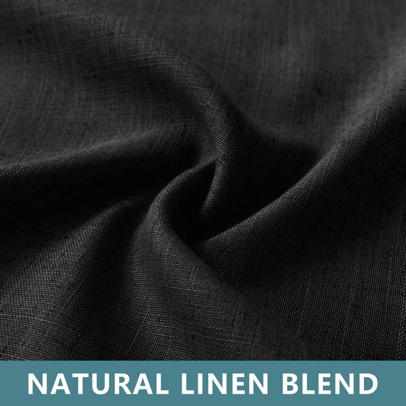 KOUFALL 52x45 Inches Long Black Tab Top Linen Blend Curtains for Living Room - Image 4