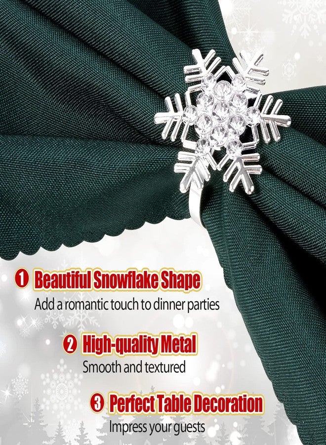 ANPHSIN Christmas Napkin Rings- Set of 8 Snowflake Metal Napkin Holder Silver Xmas Napkin Buckle for Holiday Party Dinner Wedding Banquet Xmas Dinning Table Settings Decoration - Image 4