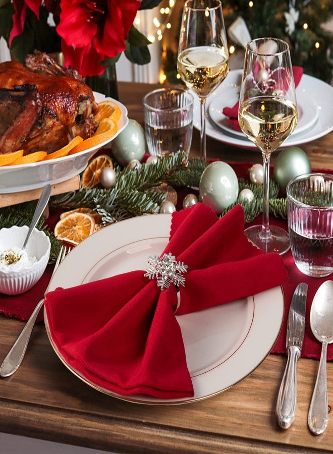 ANPHSIN Christmas Napkin Rings- Set of 8 Snowflake Metal Napkin Holder Silver Xmas Napkin Buckle for Holiday Party Dinner Wedding Banquet Xmas Dinning Table Settings Decoration - Image 5
