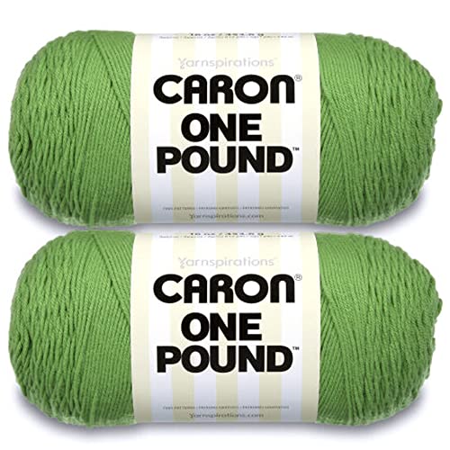 Caron One Pound Grass Green Yarn - 2 Pack of 454g/16oz - Acrylic - 4 Medium (Worsted) - 812 Yards - Knitting/Crochet - Image 3