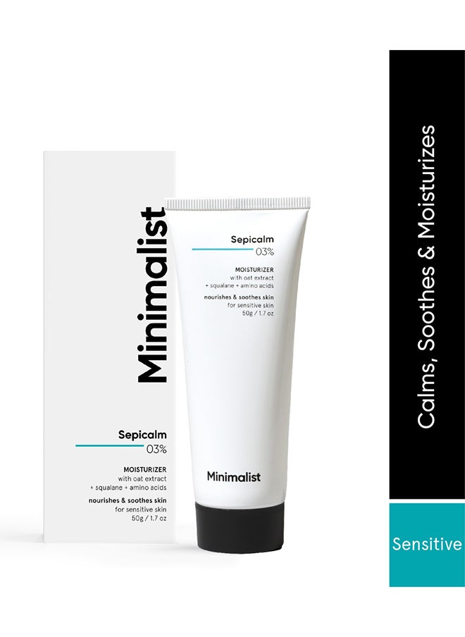 MINIMALIST Sepicalm 3% Face Moisturizing Cream for Oily, Acne Prone And Sensitive Skin With Oats | Lightweight, Non-comedogenic And Soothing | No Oily or Sticky Feel  - Image 1