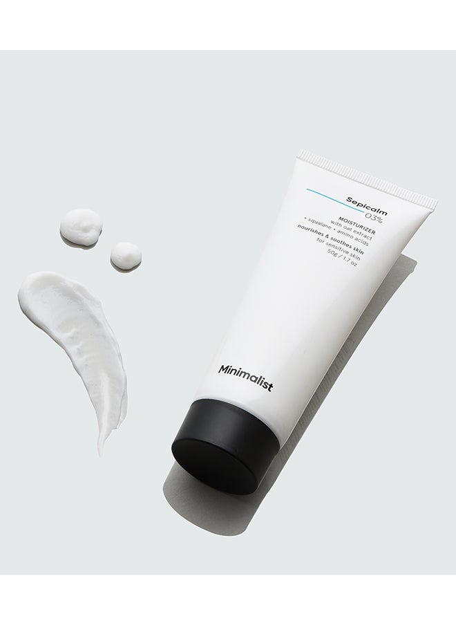 MINIMALIST Sepicalm 3% Face Moisturizing Cream for Oily, Acne Prone And Sensitive Skin With Oats | Lightweight, Non-comedogenic And Soothing | No Oily or Sticky Feel  - Image 2