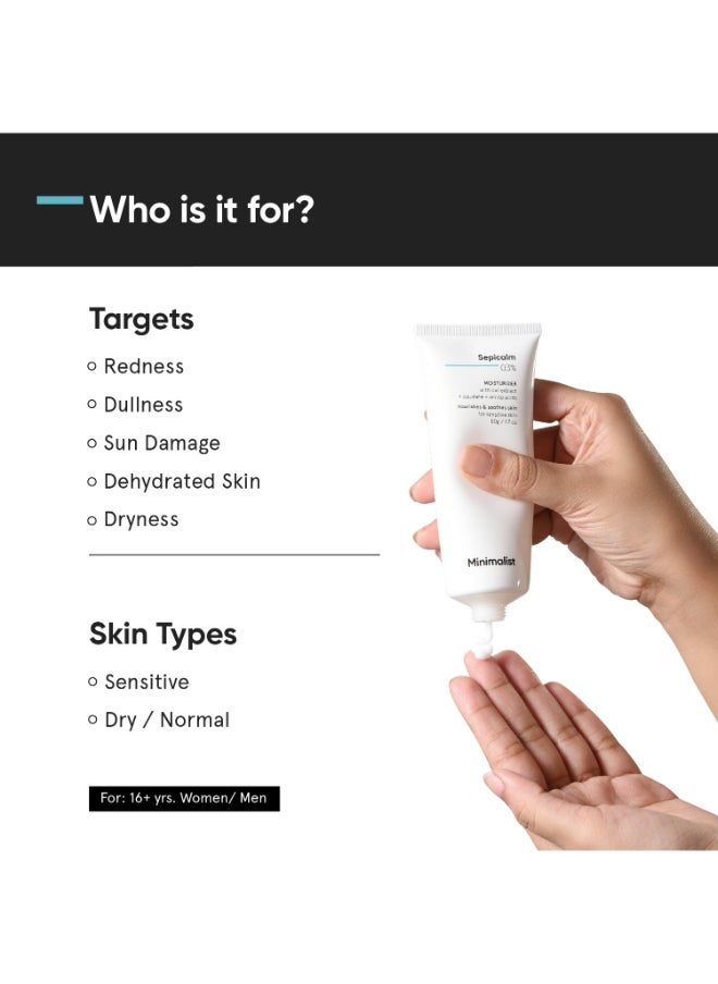 MINIMALIST Sepicalm 3% Face Moisturizing Cream for Oily, Acne Prone And Sensitive Skin With Oats | Lightweight, Non-comedogenic And Soothing | No Oily or Sticky Feel  - Image 5