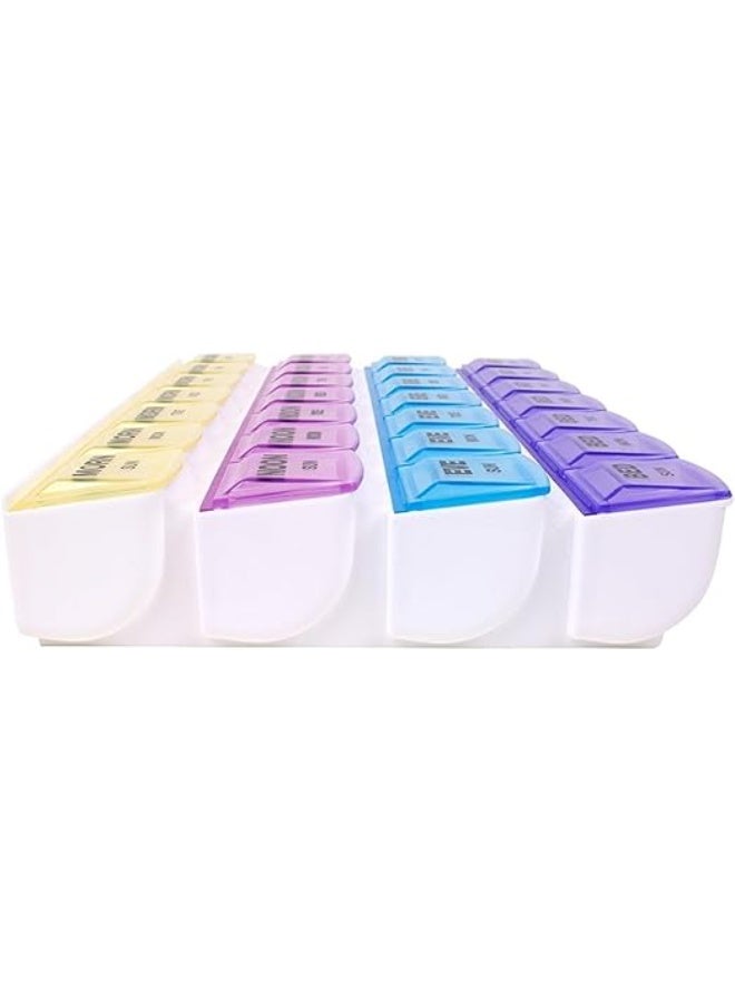 7 Day Weekly Pill Organizer, 28 Compartment Medicine Box, with AM and PM Sections - Image 2