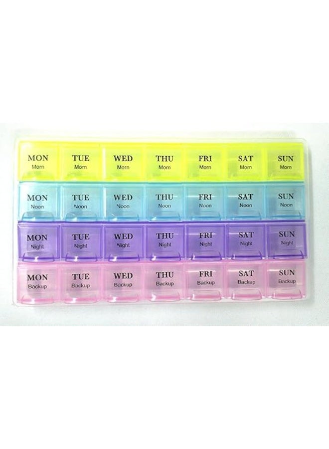 7 Day Weekly Pill Organizer, 28 Compartment Medicine Box, with AM and PM Sections - Image 1