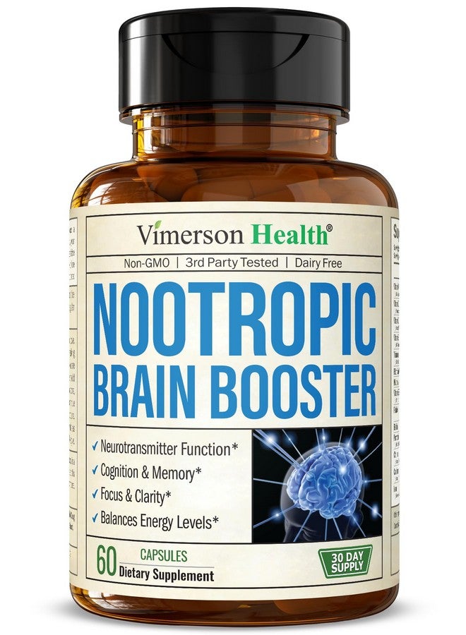 Vimerson Health Nootropics Brain Support Supplement - Nootropic Brain Booster for Improved Focus, Concentration & Memory. Brain Nootropic for Brain Health, Mood & Energy Support. Non-GMO. Made in the USA. 60 Capsules - Image 1