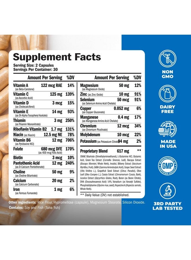 Vimerson Health Nootropics Brain Support Supplement - Nootropic Brain Booster for Improved Focus, Concentration & Memory. Brain Nootropic for Brain Health, Mood & Energy Support. Non-GMO. Made in the USA. 60 Capsules - Image 2