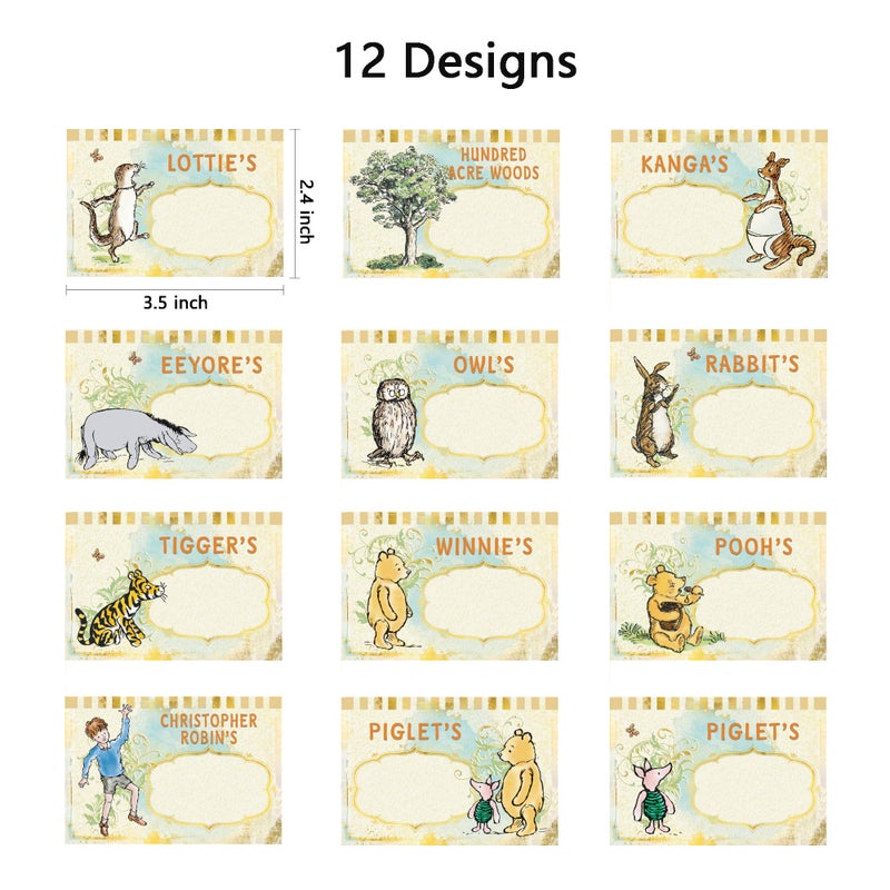 Unbala Classic Winnie Food Labels Food Signs 12 Pcs The Pooh Food Decor For Baby Shower Perfect Pooh Bear Birthday Party Favors Centerpieces For Tables - Image 2