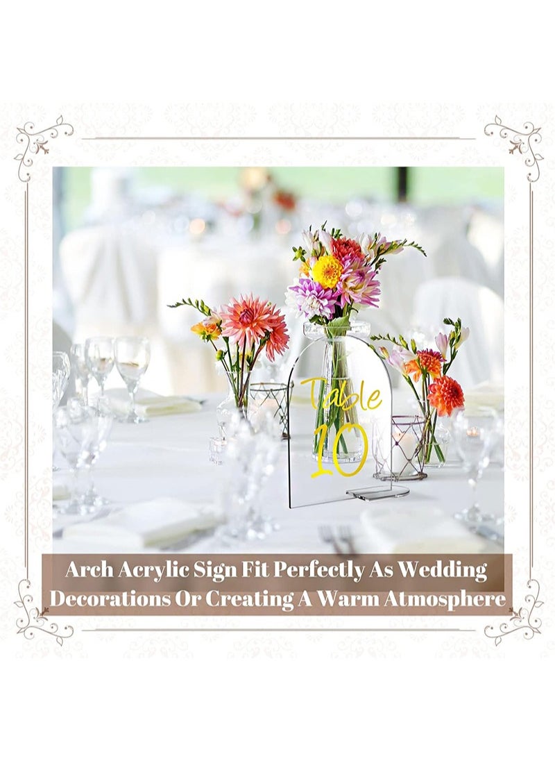 Aikanbo 10 Sets Clear Arch Acrylic Sign with Stand Blank Arched Round Top Acrylic Sheet DIY Acrylic Arch Table Numbers for Wedding Stand Holder Arched Signs Events Parties Centerpieces Decor (4 x 6 Inch)  - Image 3
