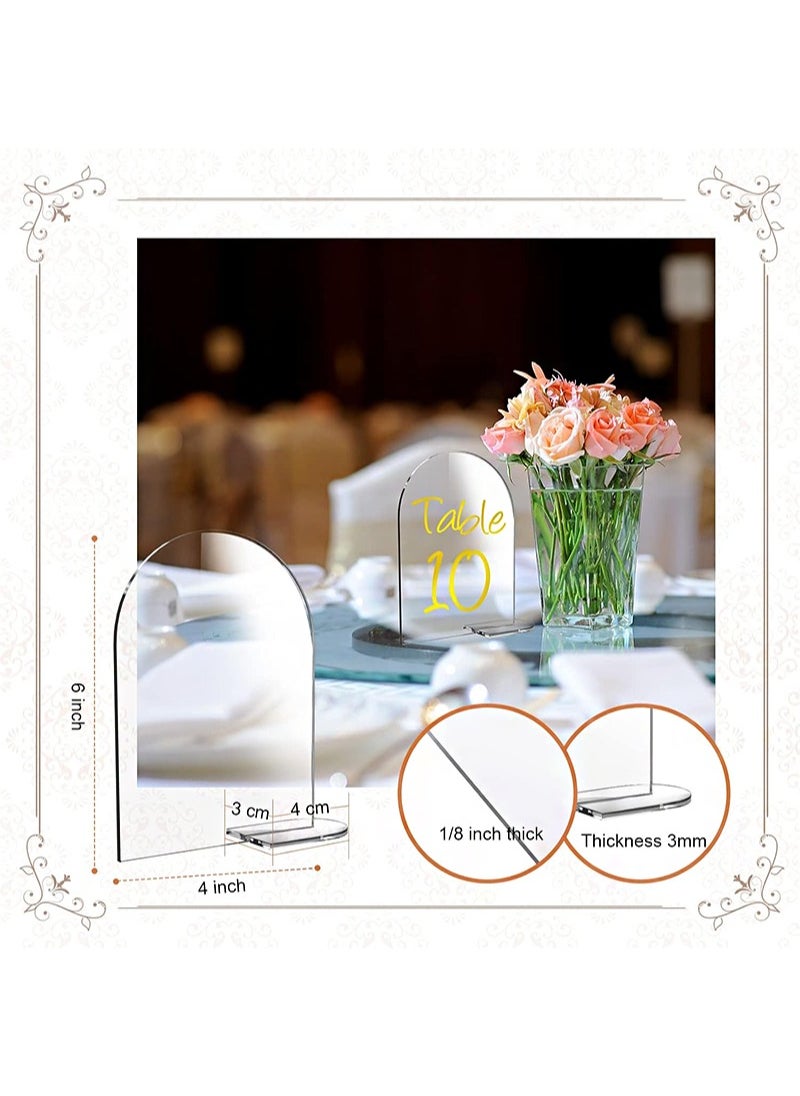 Aikanbo 10 Sets Clear Arch Acrylic Sign with Stand Blank Arched Round Top Acrylic Sheet DIY Acrylic Arch Table Numbers for Wedding Stand Holder Arched Signs Events Parties Centerpieces Decor (4 x 6 Inch)  - Image 2