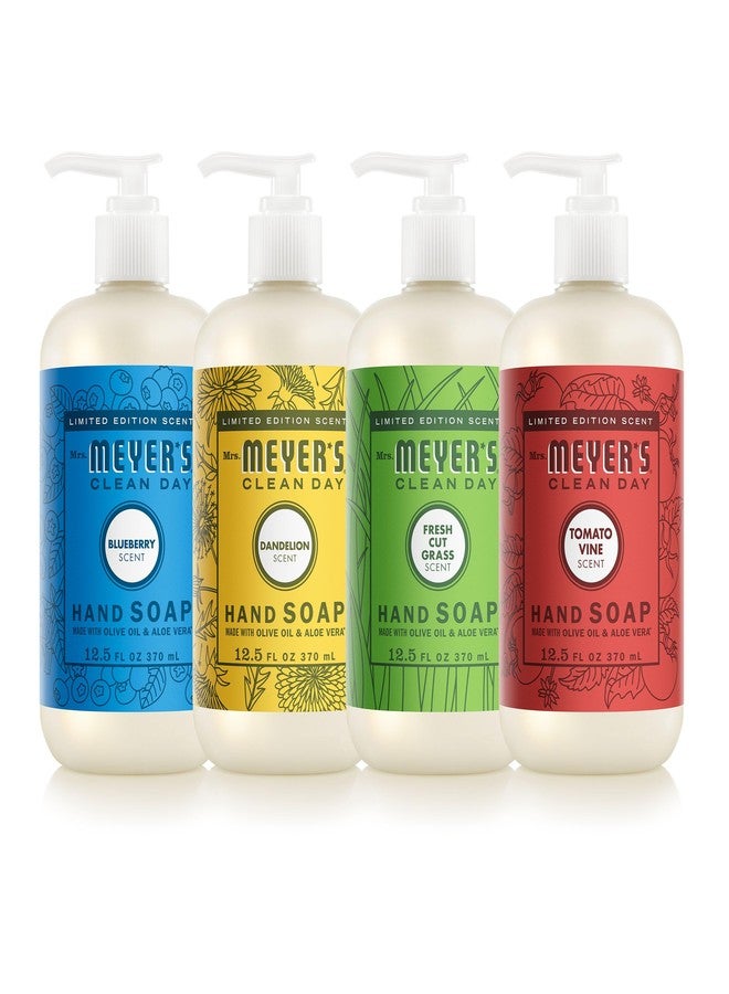 Mrs. MEYER'S CLEAN DAY Summer Hand Soap Set, includes Blueberry, Tomato Vine, Dandelion and Fresh Cut Grass - Image 1