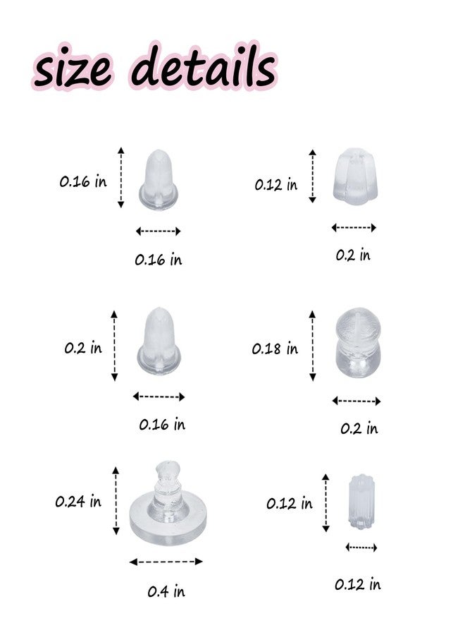 Mevodeata 6 Styles 350 Pcs Soft Clear Earring Backs for Studs,Silicone Earring Backs,Hypoallergenic Safety Earrings Backs Replacement - Image 2