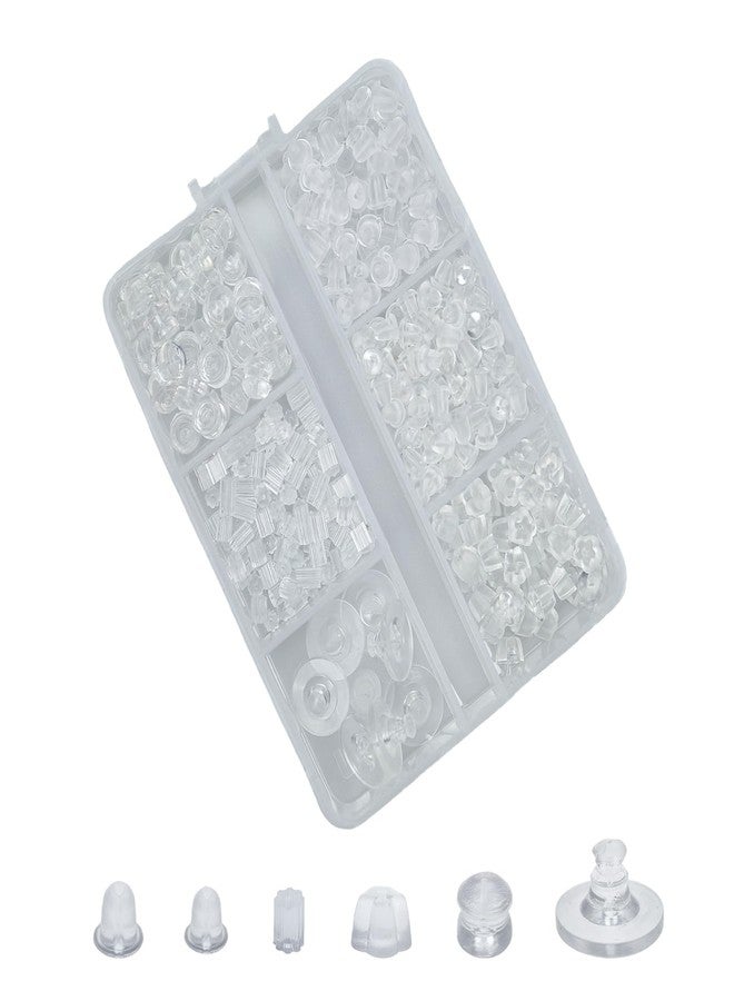 Mevodeata 6 Styles 350 Pcs Soft Clear Earring Backs for Studs,Silicone Earring Backs,Hypoallergenic Safety Earrings Backs Replacement - Image 1