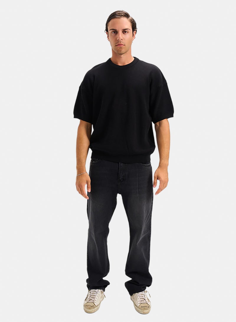 bowline Black Round Knitwear T-shirt - Image 1