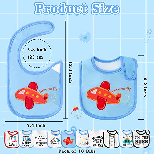 BWkoss 10Pcs Waterproof Baby Bibs Unisex Newborn Babies Food Bibs Baby Keepsake Birthday Gift for Drooling Feeding Eating Teething, 6-12 Months - Image 2